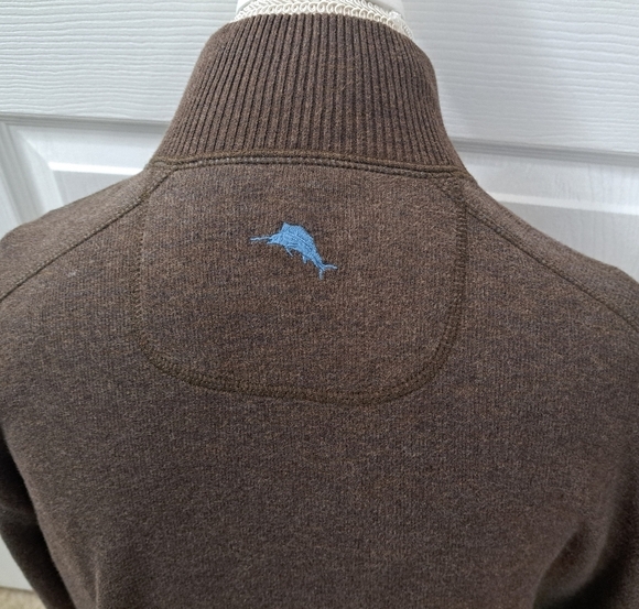 Tommy Bahama Light Brown  1/4 Zip Pullover With Contrasting Color - Picture 4 of 9